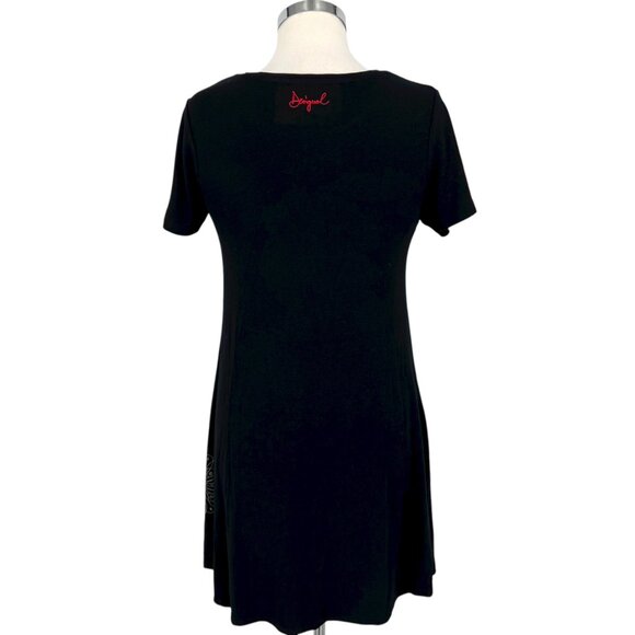 Desigual Black Short Sleeve Mandala Tunic Dress Red White Short Sleeve Size Smal - Picture 8 of 11